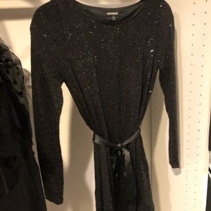 Black Sequined dress with sash